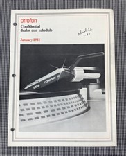 ORTOFON DEALER COST SCHEDULE - JANUARY 1981 - J0875