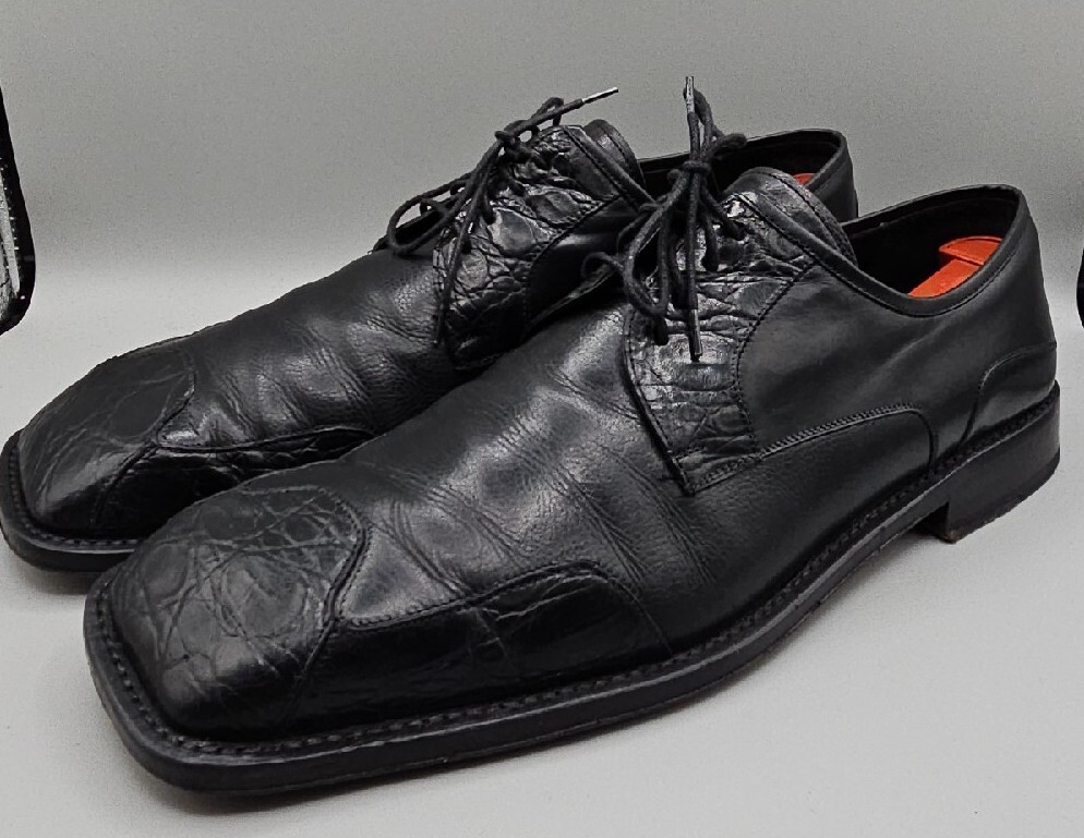 Mens Mezlan Platinum Genuine Crocodile Black Oxford Shoes 12  display picture 1