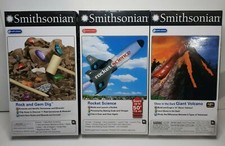 NIB SMITHSONIAN 3 KIT SET SCIENCE ROCKET VOLCANO ROCK GEM DIG Educational Toy