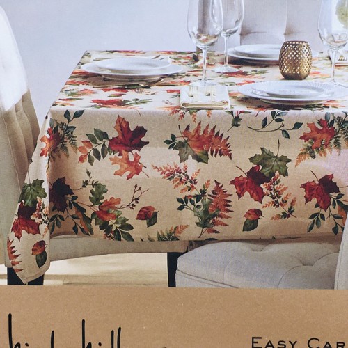 Nicole Miller Vibrant Fall Maple Leaf Tablecloth 60x120 Bright Watercolor Decor - Picture 7 of 13