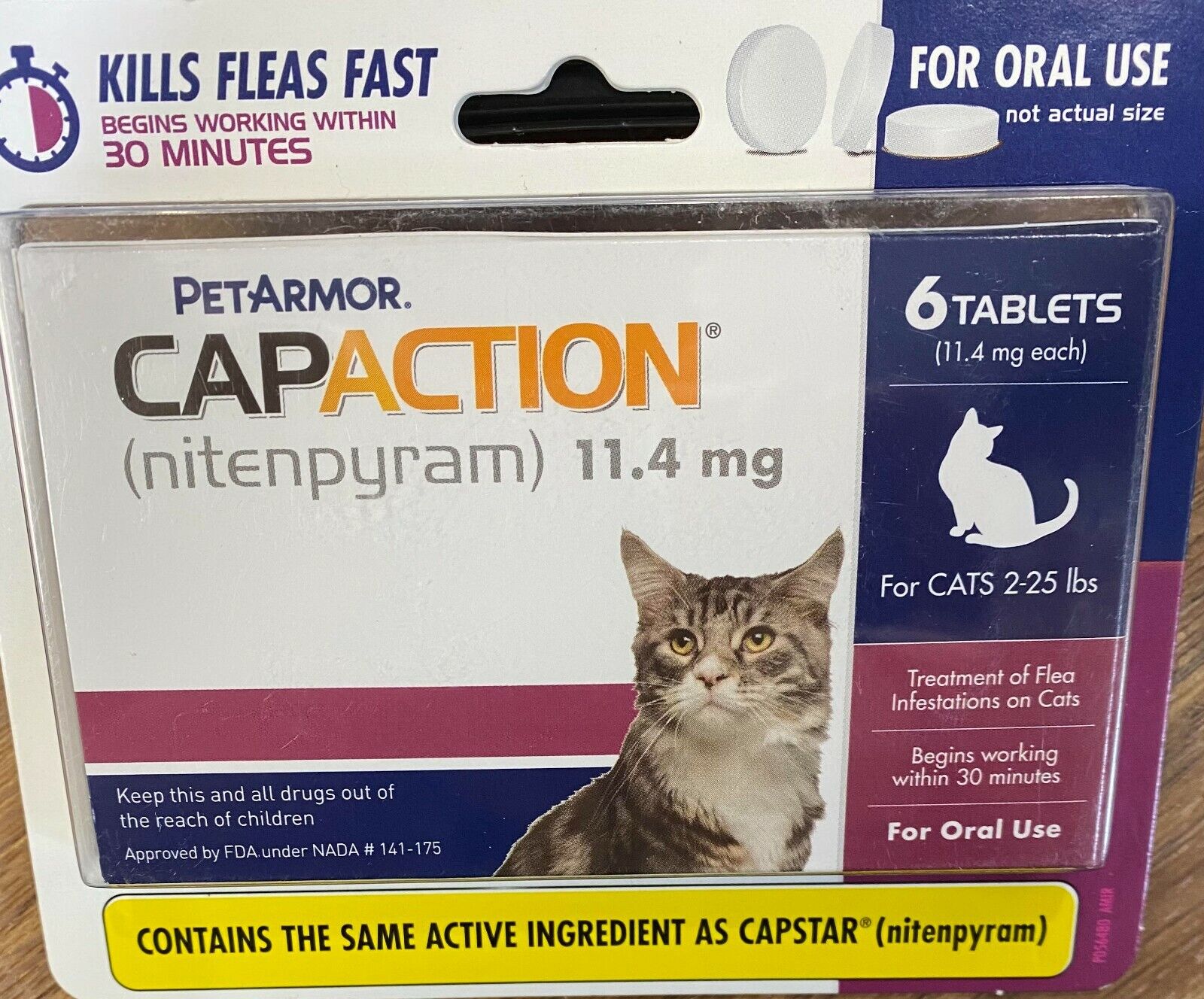 PETARMOR CAPACTION FOR CATS 2-25 LBS. 6 TABLETS FLEA TREATMENT  #3127