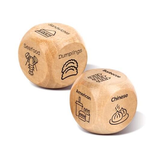 Valentines Gift Set for Couples - 2PCS Wooden Food Dice for Him Her