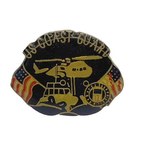 USCG United States Coast Guard Enamel & Gold Tone Lapel Hat Purse Pin Pinback - Picture 3 of 12