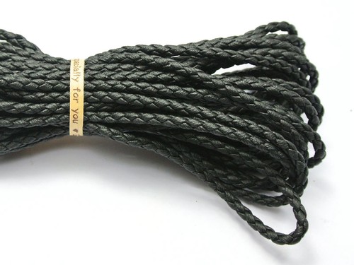 16.4 Feets Black Braided Bolo Leatherette String Jewelry Cord 3mm - Picture 3 of 3