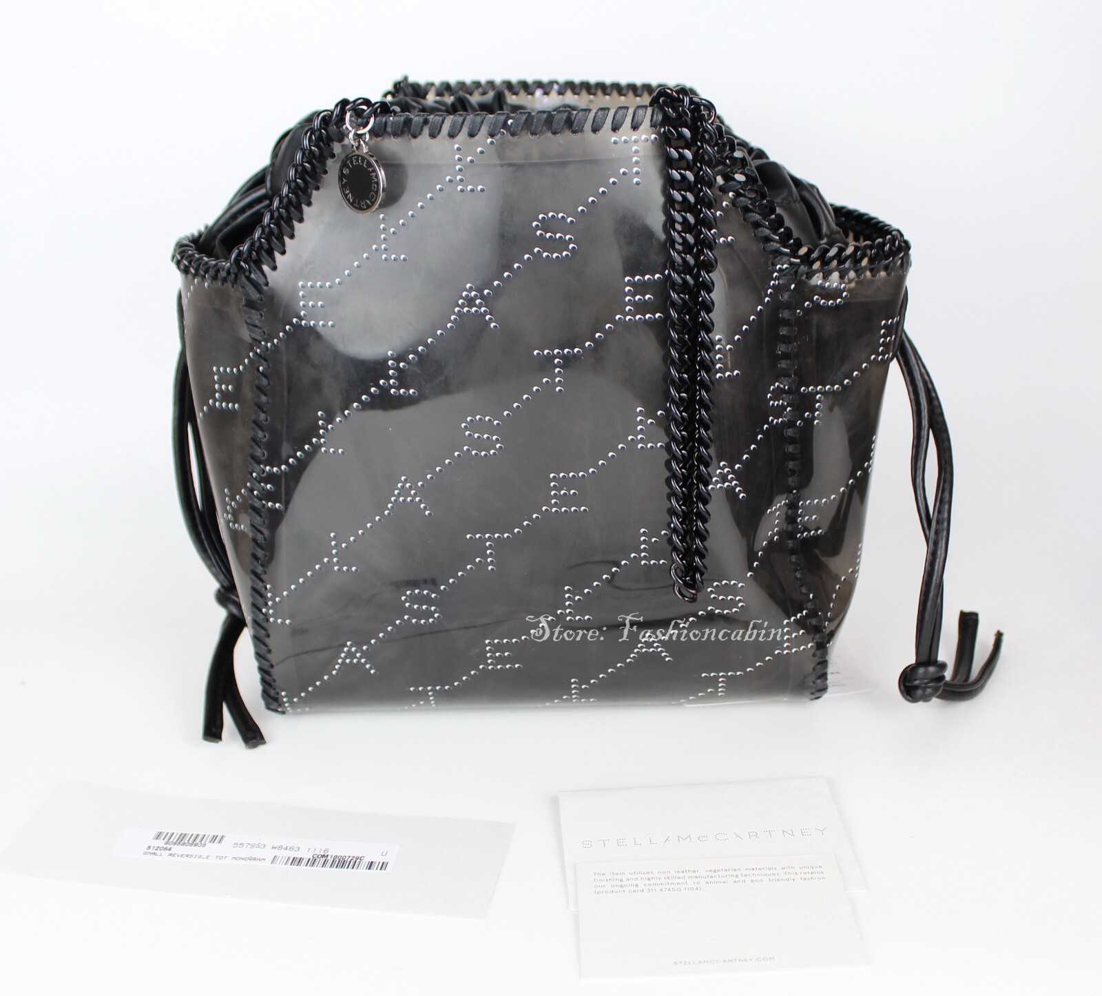 NEW STELLA MCCARTNEY Falabella Monogram Logo Tote | Sleek & Eco-Chic Bag, Black image 3
