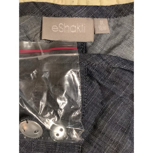 Abito camicetta Chambray eShakti vita elastica 1X nuovo senza etichette Preppy classico - Foto 4 di 4