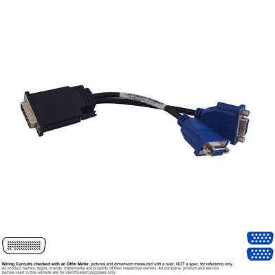 Adapter Video D-Sub DMS 59 Pin DMS59 Dual VGA HD 15 Pin HD15 Y Cable Dell 0G9438
