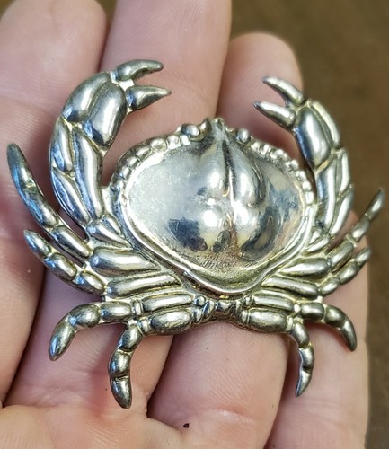 Signed B Gould Sterling Silver Crab Pin Brooch Pendant VTG Beach Figural Fishing - Picture 3 of 8