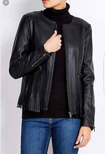 Wallis Black Faux Leather Fringe Women Jacket Size Us 6