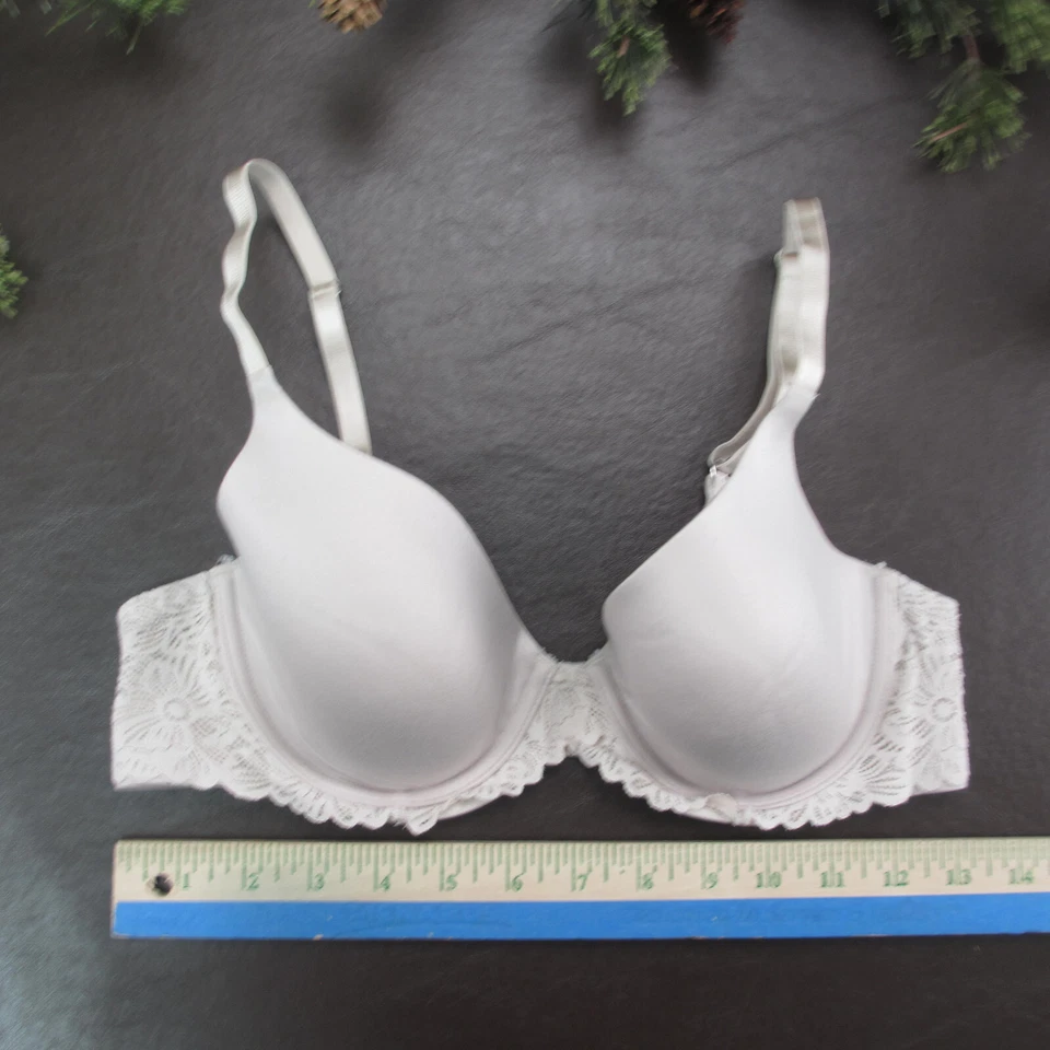 Sujetador Aerie 34C Gris Acolchado Con Aros Cierre Ajustable Espalda Foto 2 de 4