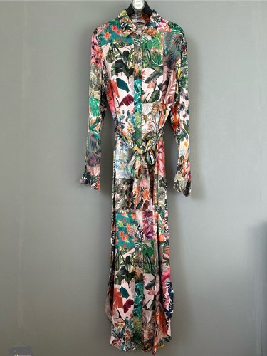 Robe Maxi En Soie Et élasthanne Motif Hawaïen - Taille M, Longueur 140cm, Occasion Très Bon état