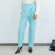 Vintage Y2K classy pleated formal trousers in cyan blue
