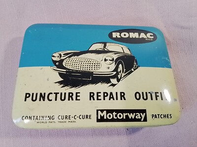 Romac,Punkture Repair Outfit,Reparaturset,in Blechdose,Oldtimer,Vintage
