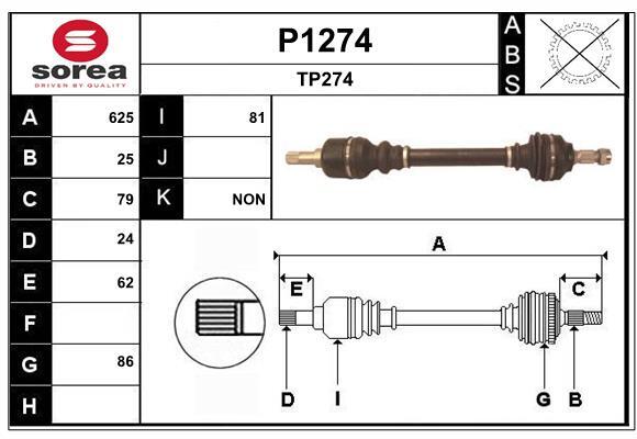Arbre de transmission SNRA P1274 avec joints homocinétiques renforcés anti-vibration