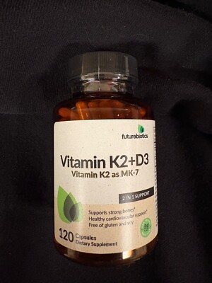 FutureBiotics Vitamin K2 + D3 with Vitamin K2 as MK-7 120 Capsules Exp 7/25