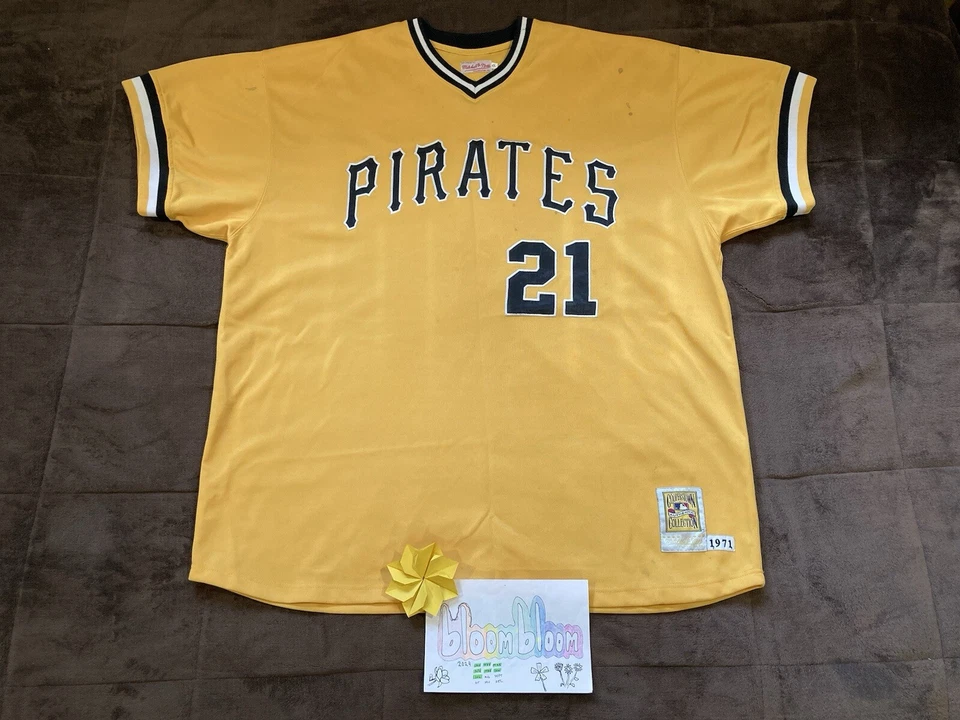 Camiseta Roberto Clemente #21 Piratas 1971 4XL Mitchell & Ness de colección cosida MLB Foto 2 de 4