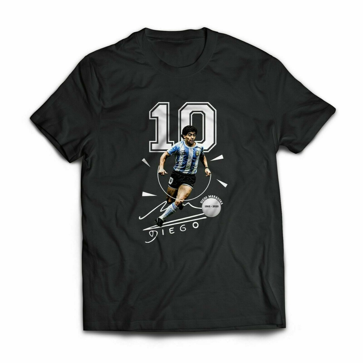DIEGO MARADONA T Shirt Argentine Football Player Diego Signature