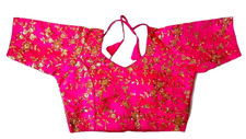 Indian Beautiful Round Neck Bridal Pink Color Golden Embroidery All Woman Blouse