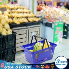 12x Shopping Baskets With Handles Retail Store Supermarket Baskets Stackable NEW