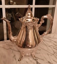 Antique Silverplate Teapot Baroque By Wallace Vintage Tea or  Coffee Pot, 1940s