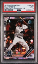 2019 BOWMAN DRAFT CHROME SAPPHIRE ED #BDC50 RILEY GREENE PSA 9
