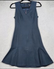 Banana Republic Black Solid Sheath Dress V-Neck Sleeveless Knee Length Sz 0