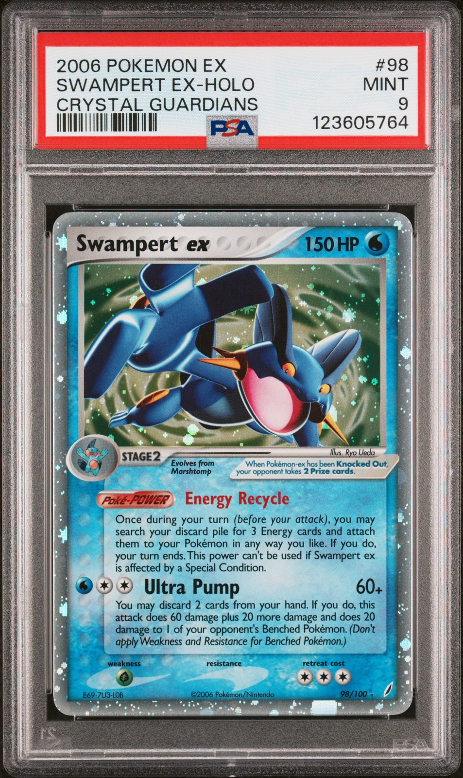 2006 POKEMON EX CRYSTAL GUARDIANS #98 SWAMPERT EX-HOLO PSA 9