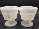 2 Vintage Grape Vine  Design Milk Glass Footed Dessert Glass Free Shipping