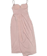 ASOS DESIGN drape corset Y2K babydoll midi dress in pale pink Sz 4 A005702