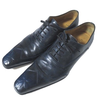GERARD SENE Leather Oxford Dress Shoes, Size 6.5 Navy mens USED