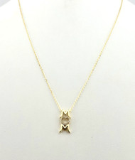 14 K Yellow Gold MOM Necklace with Heart and CZ 17" 1" Extension