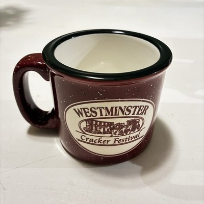 Westminster Cracker Festival Coffee Mug Burgundy Speckled Heavy Etched Relief