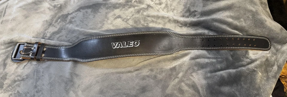 Cinturón de levantamiento de pesas de cuero Valeo M doble punta negro soporte de espalda gimnasio levantamiento Foto 2 de 4