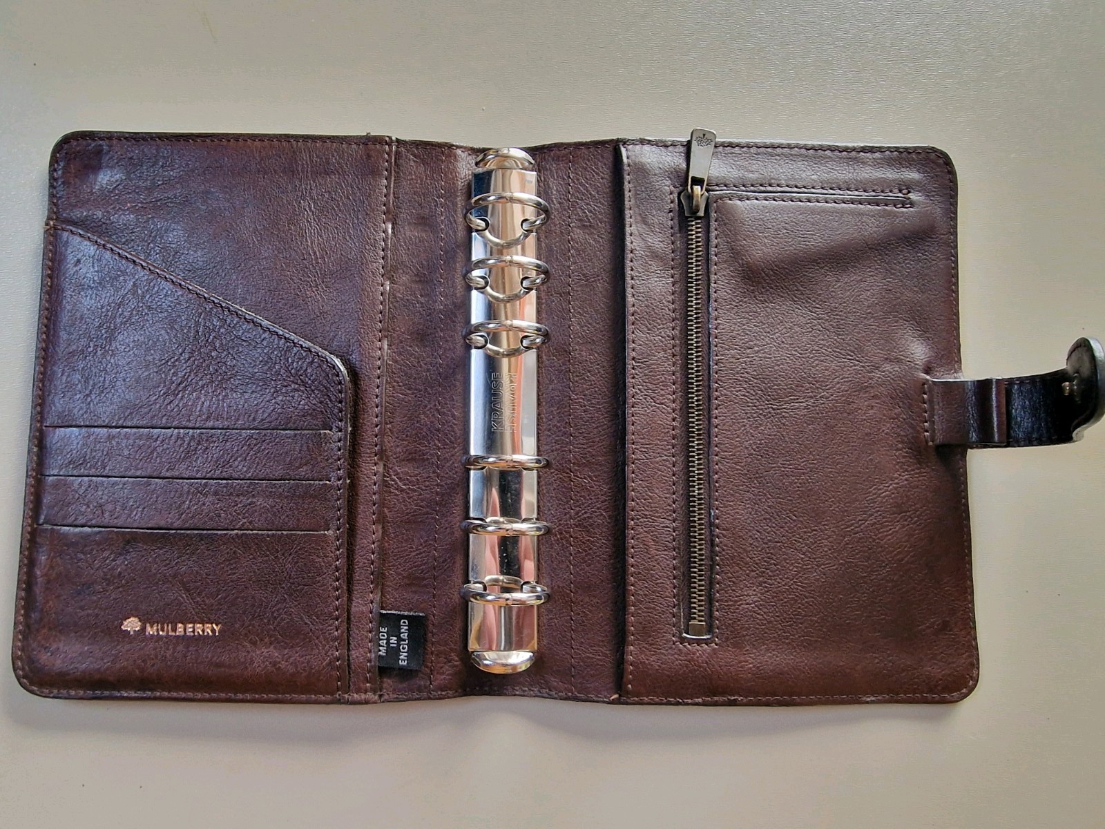 Mulberry dark oak Original medium agenda organiser filofax 