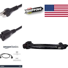 Versatile Indoor Extension Cord 3 Ft Black 13 Amps 125V for Tools and Devices