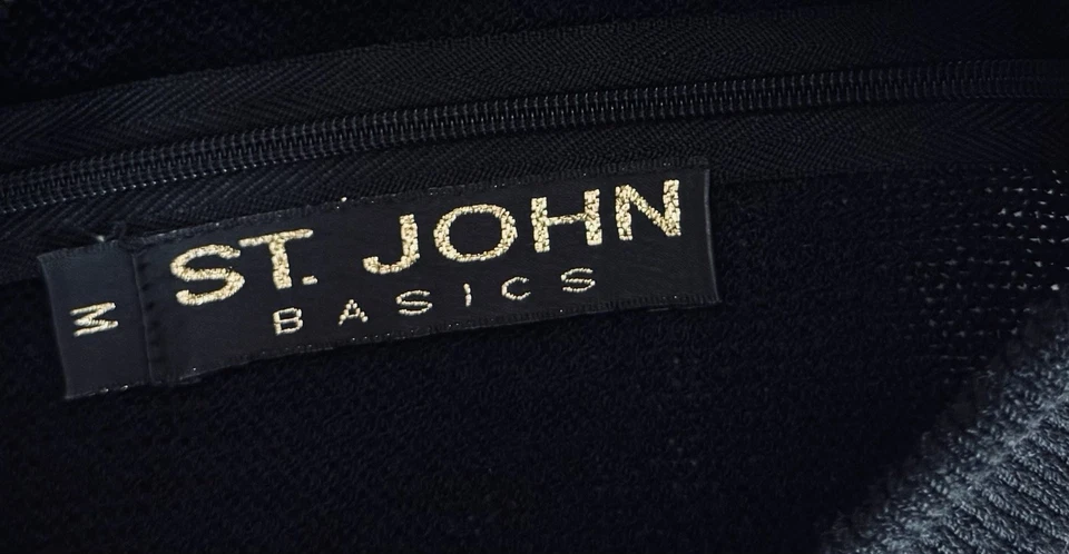 Top St. John para mujer talla M Santana tejido cuello falso tejido mezcla de lana negro Foto 4 de 4