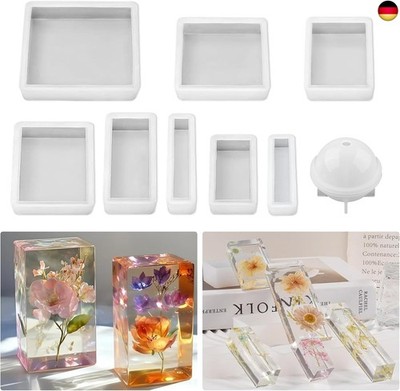 9 Stück Silikonformen Gießformen Rechteckig, Epoxidharz Formen Silikonformen E