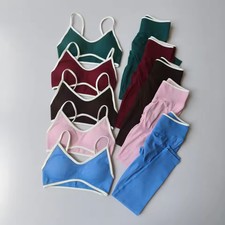 Women 2 Piece Seamless Workout Set Sports Bra Leggings Gym Fitness Outfit