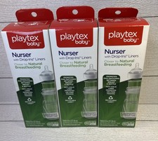 Lot Of 3- Playtex Nurser Drop-Ins Liners 8-10 oz BPA-Free 1 Bottle In Each Box