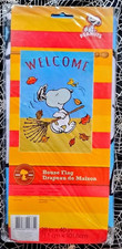 ??  Peanuts Snoopy Dancing and Raking Fall Leaves Large Flag New ??