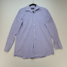 BOSS Hugo Boss Shirt Mens 15.5 32/33 Sharp Fit Purple Blue Check Button Up