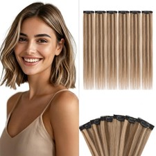 6Pcs Clip in Human Hair Extensions,Remy Single Short Clip in Hair Extensions 10"