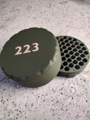 223 Ammo Box Holds 55=Cartridges. Lid Screws On. Green  3d Printed.