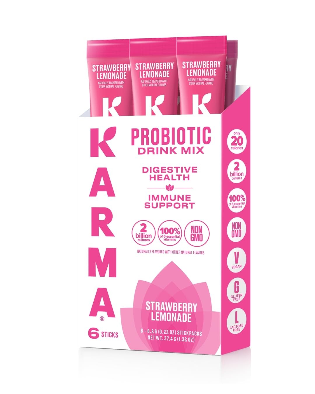 Karma Probiotic Hydration Packet - 6 Pack, Strawberry 1.32 Ounce (Pack of 1)
