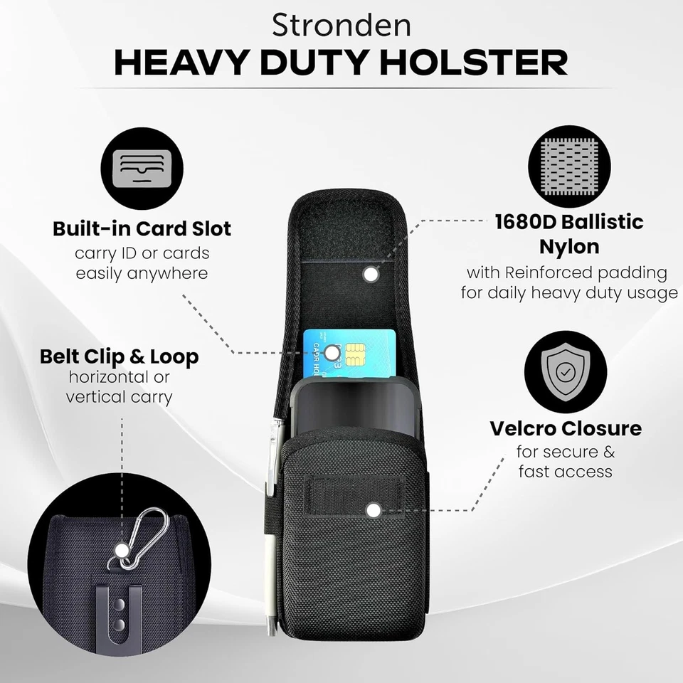 Heavy Duty Holster for iPhone 17 Pro Max,16 Plus, 16 Max, 15 Large, Black  - Image 2 of 4