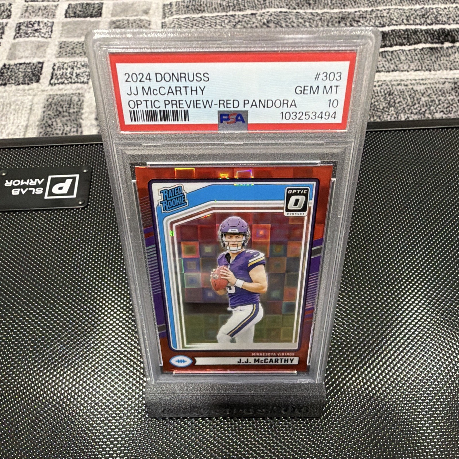 JJ McCarthy Panini Donruss #303 Optic Preview-Red Pandora