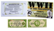 FDR Philippine 20 Pesos Banknote in Collector's Folder WWII Era 36.8g 🇵🇭