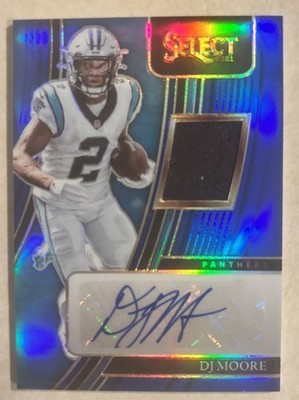 D.J. Moore patch auto - 2021 Panini Select - Blue Prizm #SMP-DJM /75