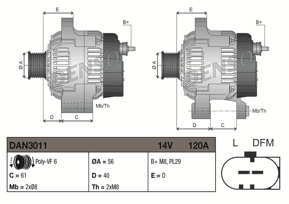 Alternator fits VW BORA 1J2, 1J6 1.8 00 to 05 Denso 028903028E 028903029G New - Image 4 of 4