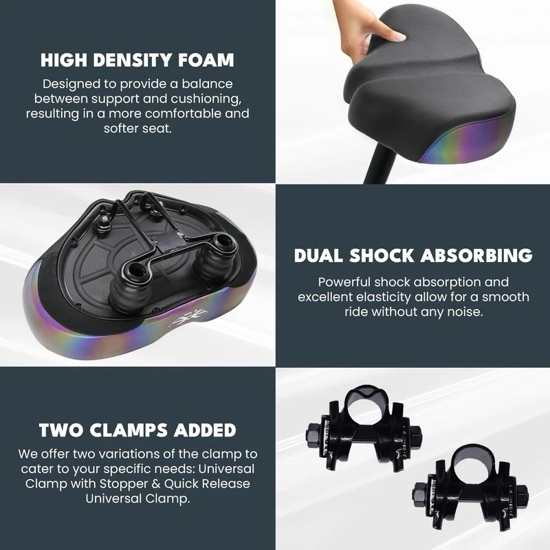 Cojín de asiento de bicicleta sin nariz X Wing New-Age para hombres y mujeres acolchado extra y ancho Foto 2 de 4